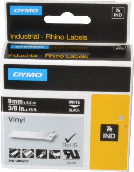 Dymo 1805437 Label Maker Label Black, Vinyl, 216" OAL, 3/8" OAW