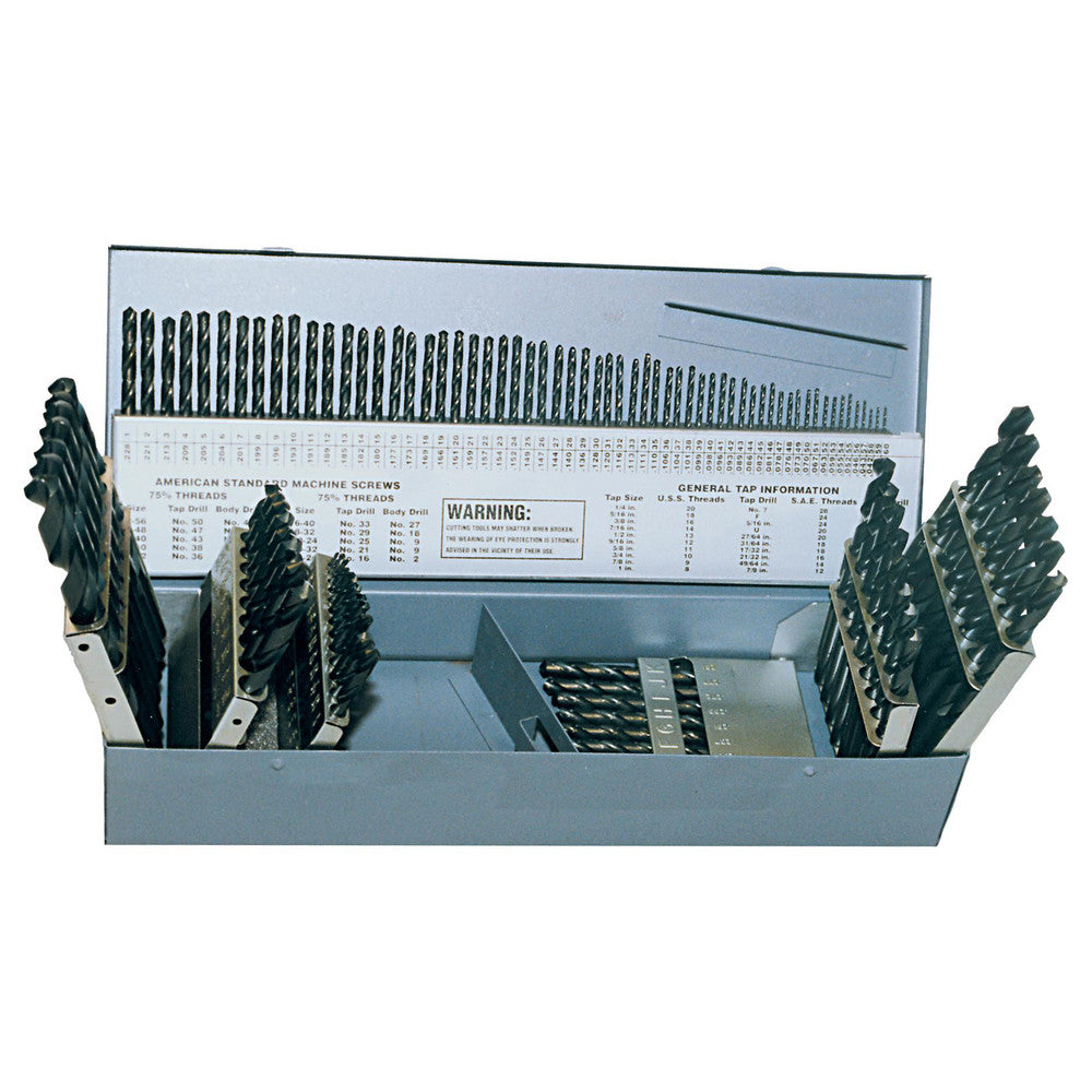 Cle-Line C21127 Drill Bit Set Jobber Length Drill Bits, 115 Pc, 0.04" to 0.5" Drill Bit Size, 118 °, High Speed Steel