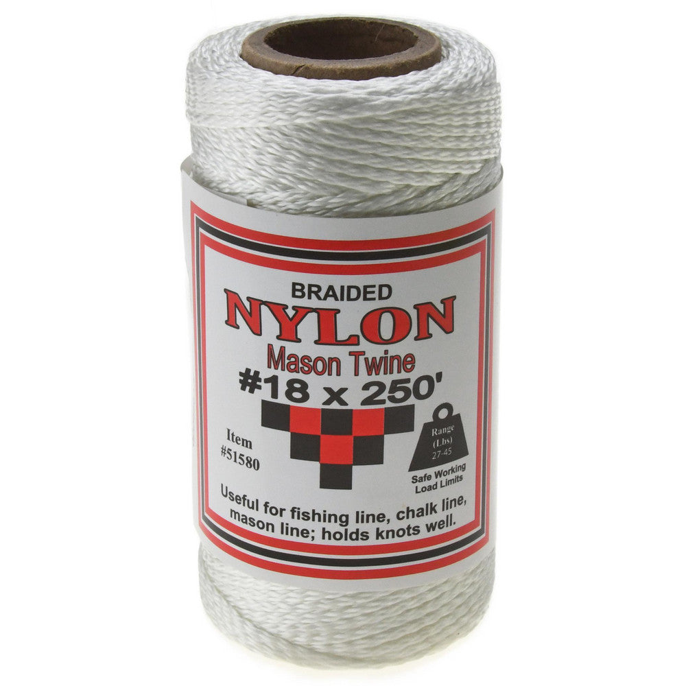 Value Collection WS-MH-FIBR-218 Braided Seine Twine #18 Twine Dia, Nylon, White