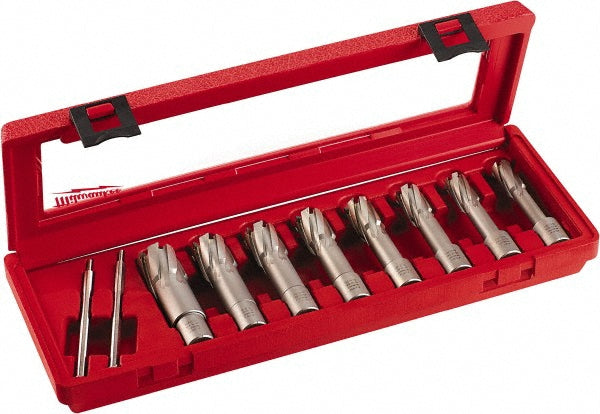 Milwaukee Tool 49-22-8440 8 Piece, 9/16 to 1-1/16" Cutter Diam, 2" Cutting Depth, Carbide-Tipped Annular Cutter Set