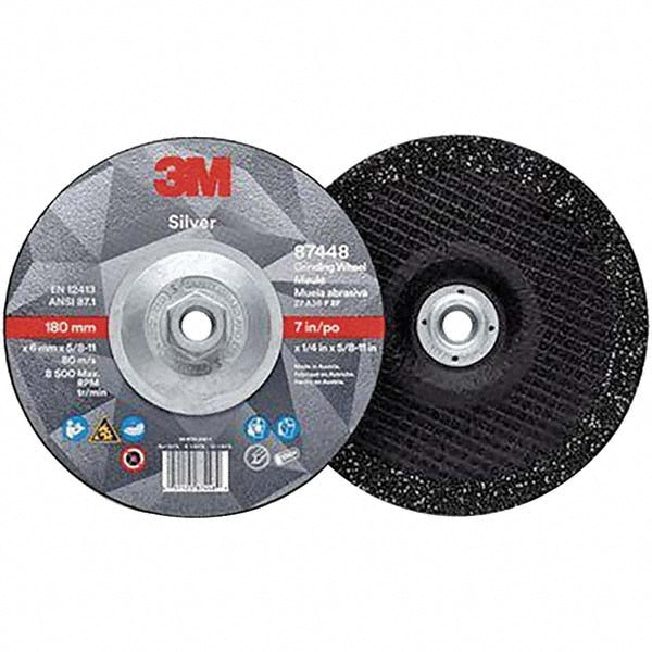 3M 7010412150 Depressed Center Wheel Type 27, 7" Dia, 1/4" Thick, Ceramic