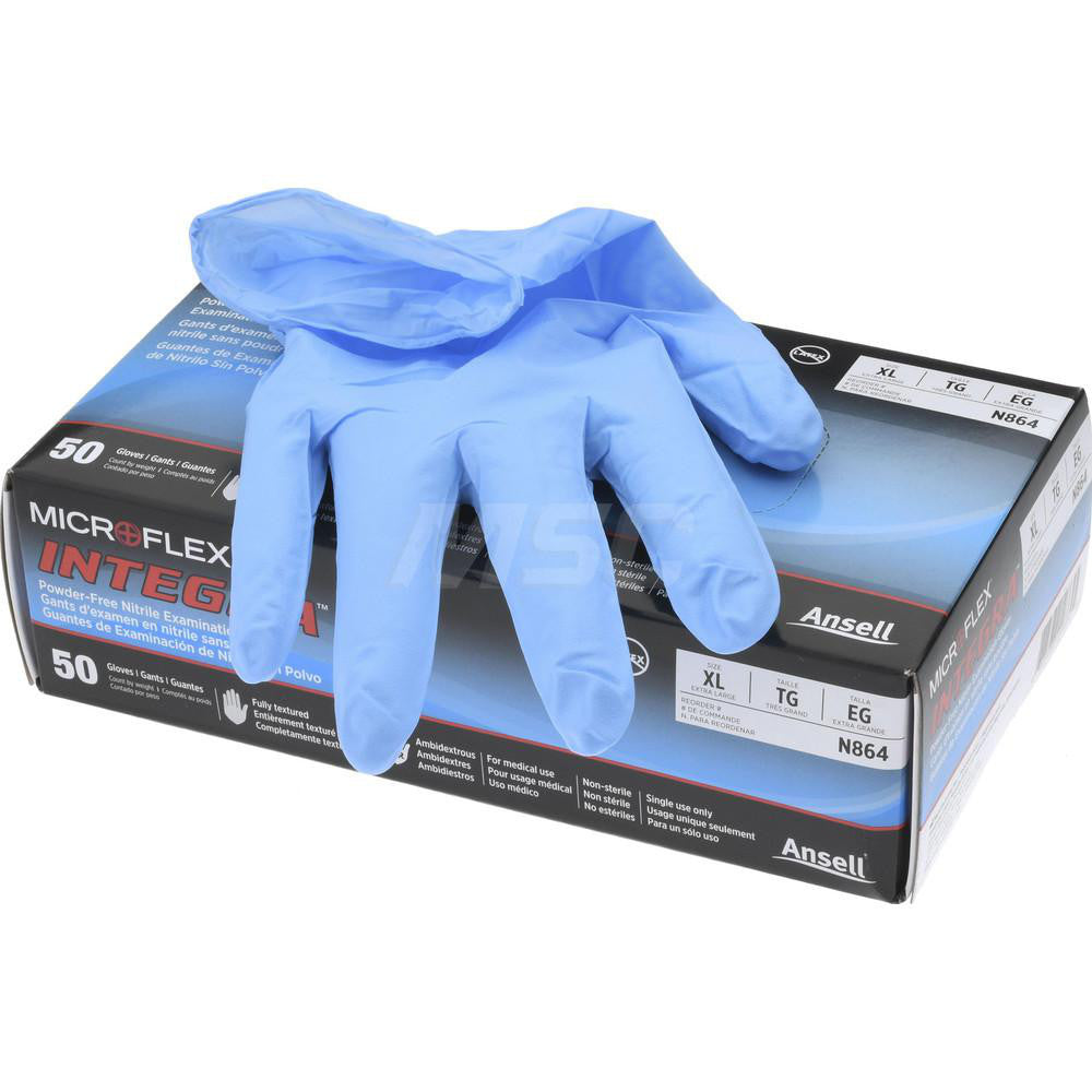 Ansell N864 Series Microflex Integra Disposable Gloves Size X-Large, 6.7 mil, Uncoated-Coated Nitrile, Medical Grade, Unpowdered