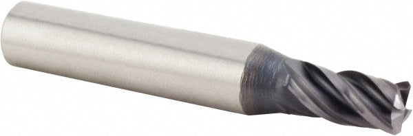 Kennametal 4169806 Square End Mill 3/16'' Dia, 19/64'' LOC, 1/4'' Shank Dia, 1-1/2'' OAL, 4 Flutes, Solid Carbide