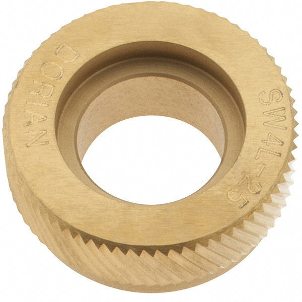Dorian Tool 73310128142 Beveled Face Knurl Wheel 1" Dia, 90 ° Tooth Angle, 25 TPI, Diagonal, High Speed Steel