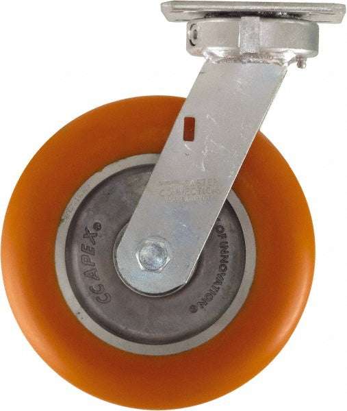 Caster Connection CDP-MSC-27 Swivel Top Plate Caster Polyurethane on Aluminum, 8" Wheel Dia, 2" Wheel Width, 1,200 lb Capacity, 10-1/8" OAH