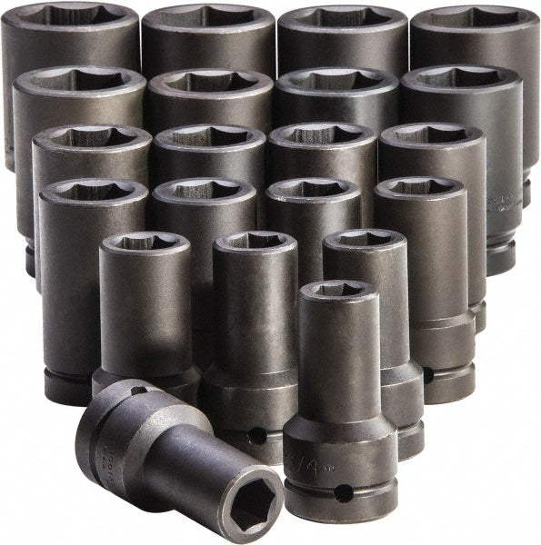 Proto J76121 Deep Impact Socket Set 21 Pc, 1" Drive, 3/4 to 2" Socket