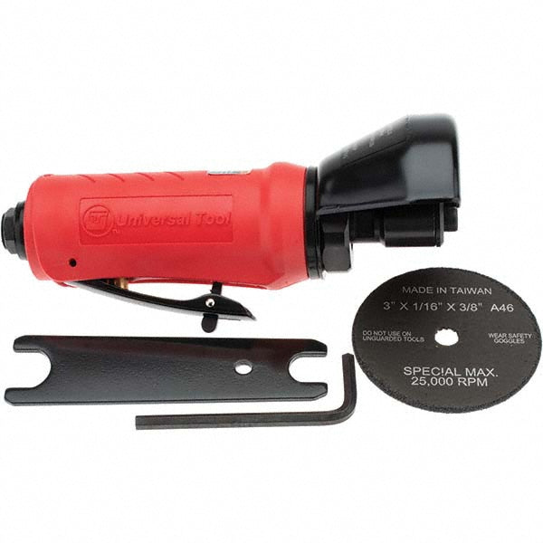 Universal Tool UT8725-20 Cut-Off Tools & Cut-Off-Grinder Tools Type of Power Pneumatic Wheel Diameter 3 in Handle Type Straight Air Consumption 4 SCFM Speed (RPM) 20000 Air Inlet Size 1/4 NPT in Wheel Diameter (Inch) 3 Air Pressure 90.0 psi Exhaust Location Rear