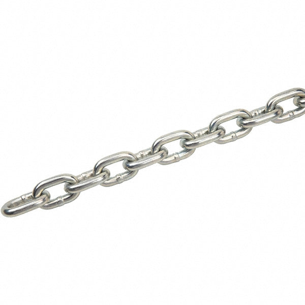 Peerless Chain 5011220 Welded Chain Welding Type Welded Finish Zinc Overall Length 20ft Inside Width 0.4800in Inside Length (Decimal Inch) 1.2360 Inside Width (Decimal Inch) 0.4800