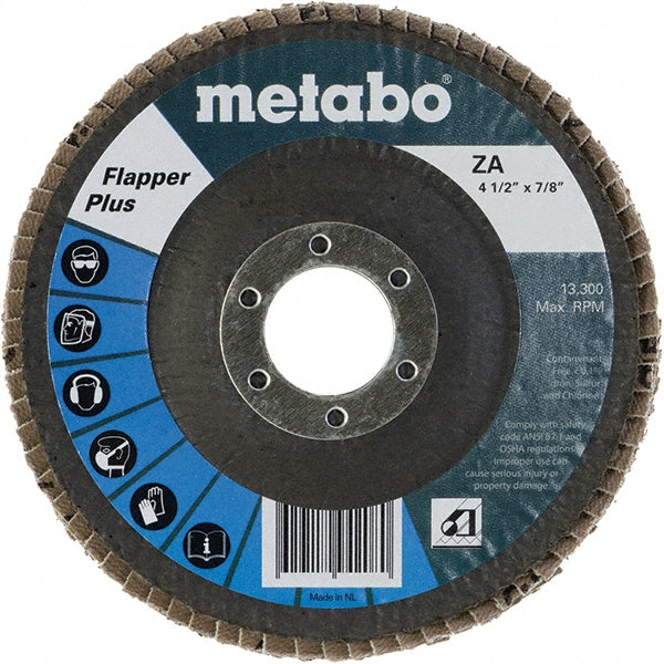 Metabo 629481000 Flap Disc 7/8" Hole, 40 Grit, Zirconia Alumina, Type 27