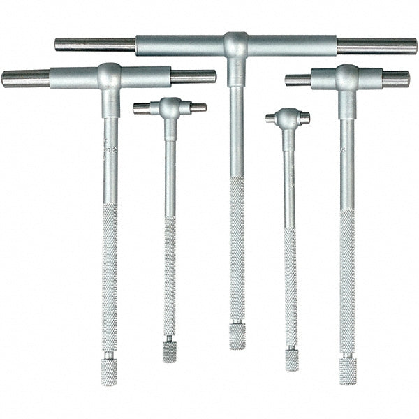 Mitutoyo 155-904 Telescoping Gage Set 1/2 to 6", 5 Pc, Stainless Steel, Satin Chrome Finish, Includes Pouch