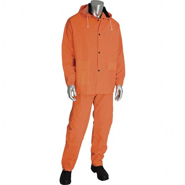 Falcon 201-360S Rain Suit with Pants Size Small, Non-Hazardous Protection, High-Visibility Orange, Polyester & PVC