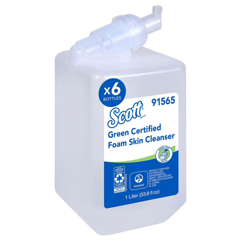 Scott 91565 Green Certified Foam Hand Soap, 1.0 L Clear, Unscented Manual Hand Soap Refills for compatible Scott Essential Manual Dispensers, Ecologo, NSF E-1 Rated