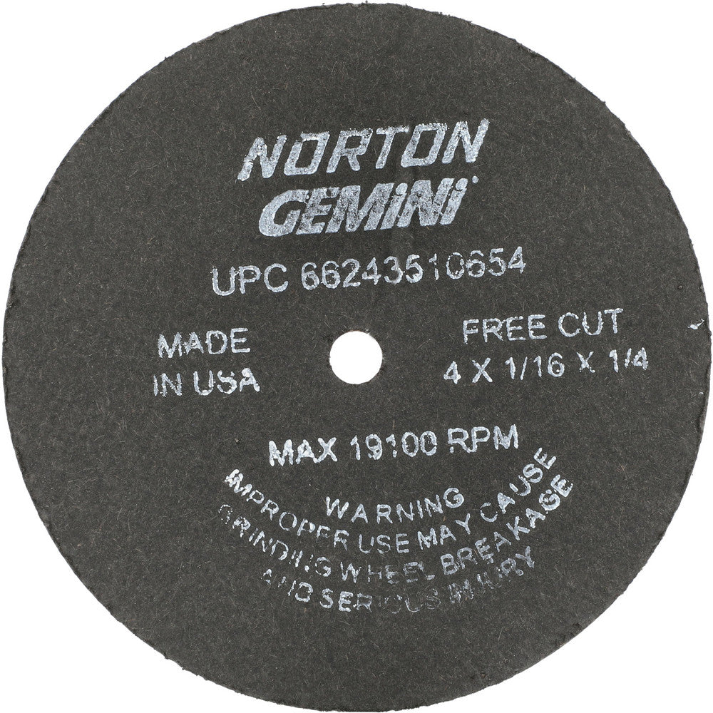 Norton 66243510654 Cut-Off Wheel 4" Dia, 1/16" Thick, 1/4" Hole, Aluminum Oxide