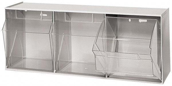 Quantum Storage QTB303GY 3 Compartment Gray Small Parts Tip Out Stacking Bin Organizer
