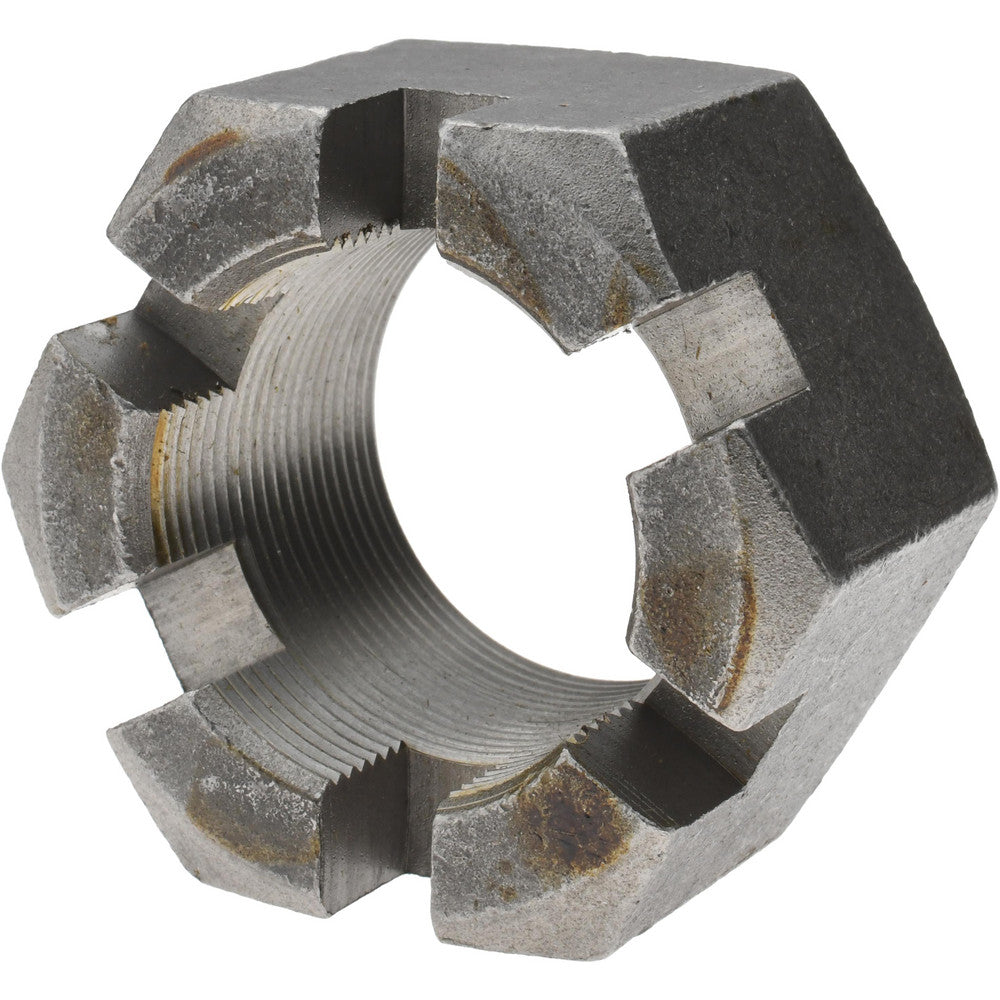 Value Collection SNFI2200-010BX Slotted Lock Nut 2-12, Grade 2 Steel, Bright/Uncoated