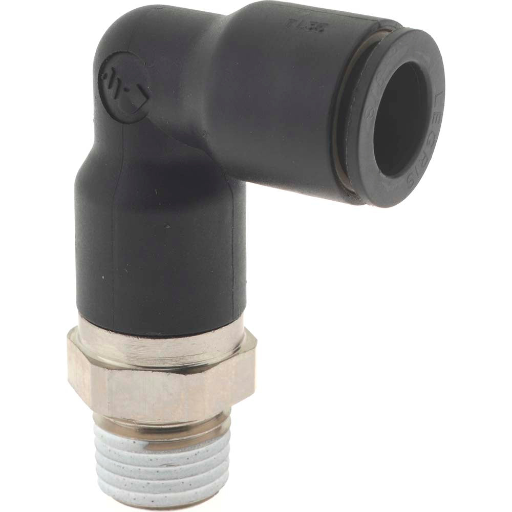 Legris 3129 60 14 Push-To-Connect Tube to Male NPT Tube Fitting Extended Male Elbow, 1/4" Thread, 3/8" OD