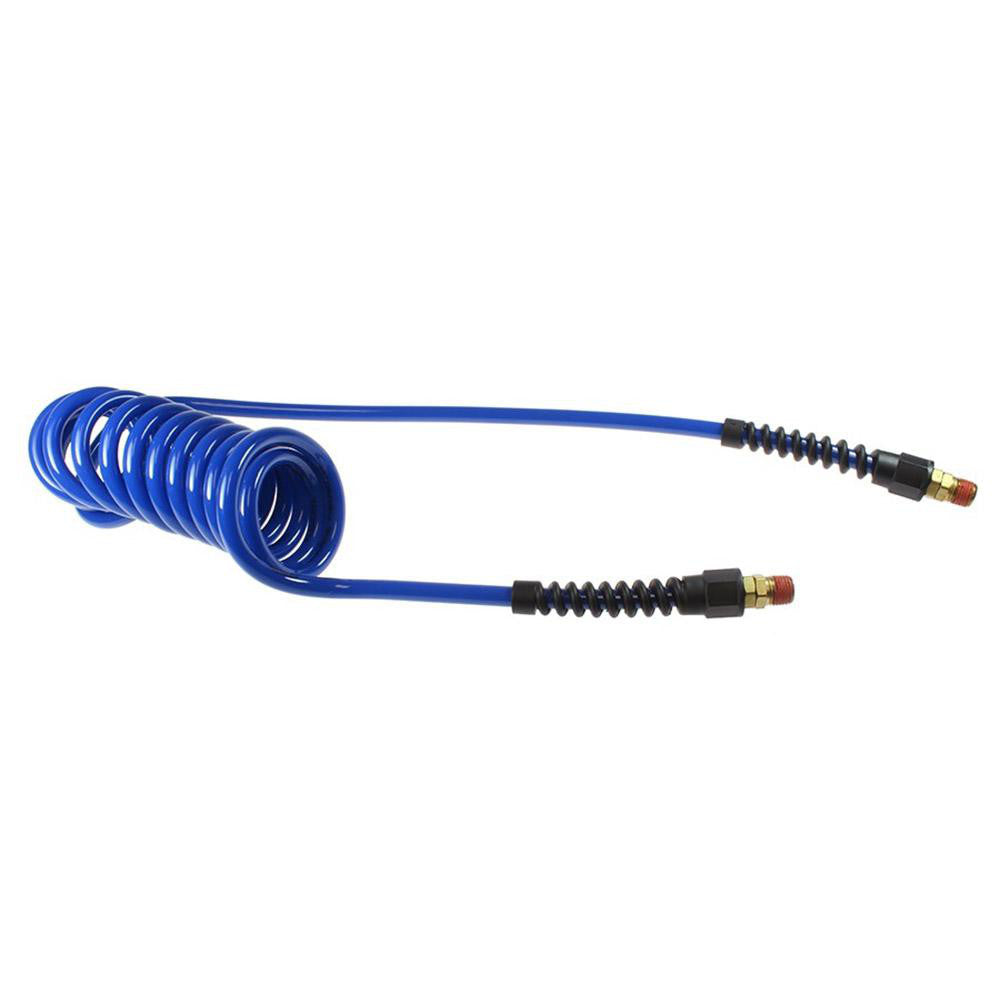 Coilhose Pneumatics PU14-25B-B Coiled & Self Storing Hose 1/4" ID, 25' Long, Male Swivel x Male Swivel with Strain Relief