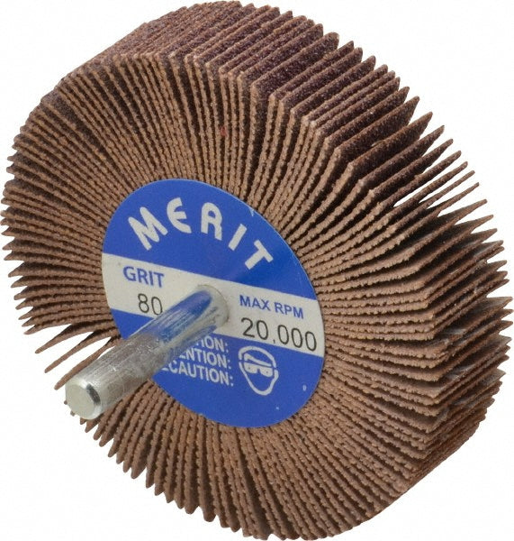 Merit Abrasives 08834137441 Mounted Flap Wheel 3" Dia, 3/4" Face Width, 80 Grit, Ceramic Alumina