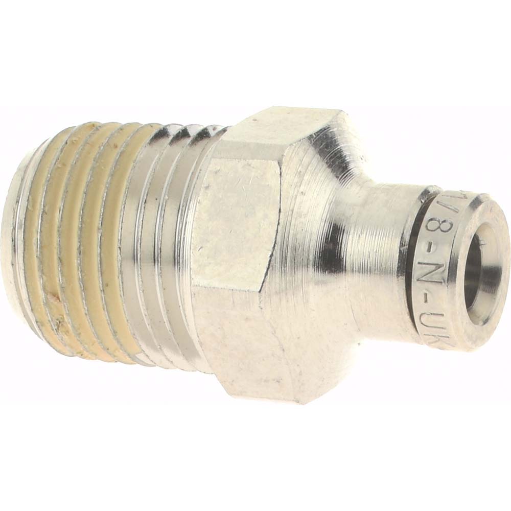 Norgren 124250118 Push-To-Connect Tube to Male & Tube to Male NPT Tube Fitting Pneufit Male Adapter, Straight, 1/8" Thread, 1/8" OD