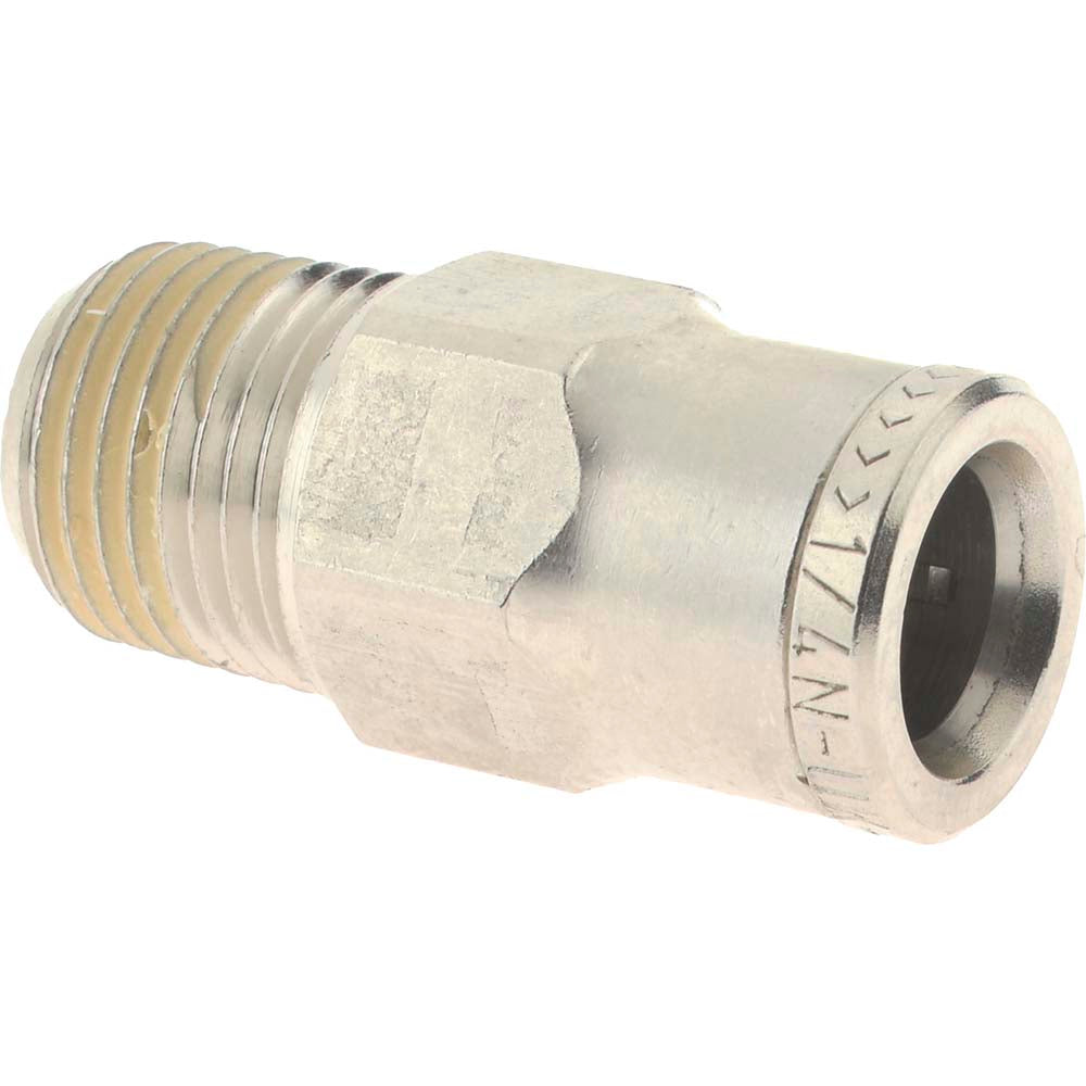 Norgren 124250418 Push-To-Connect Tube to Male & Tube to Male NPT Tube Fitting Pneufit Male Adapter, Straight, 1/8" Thread, 1/4" OD