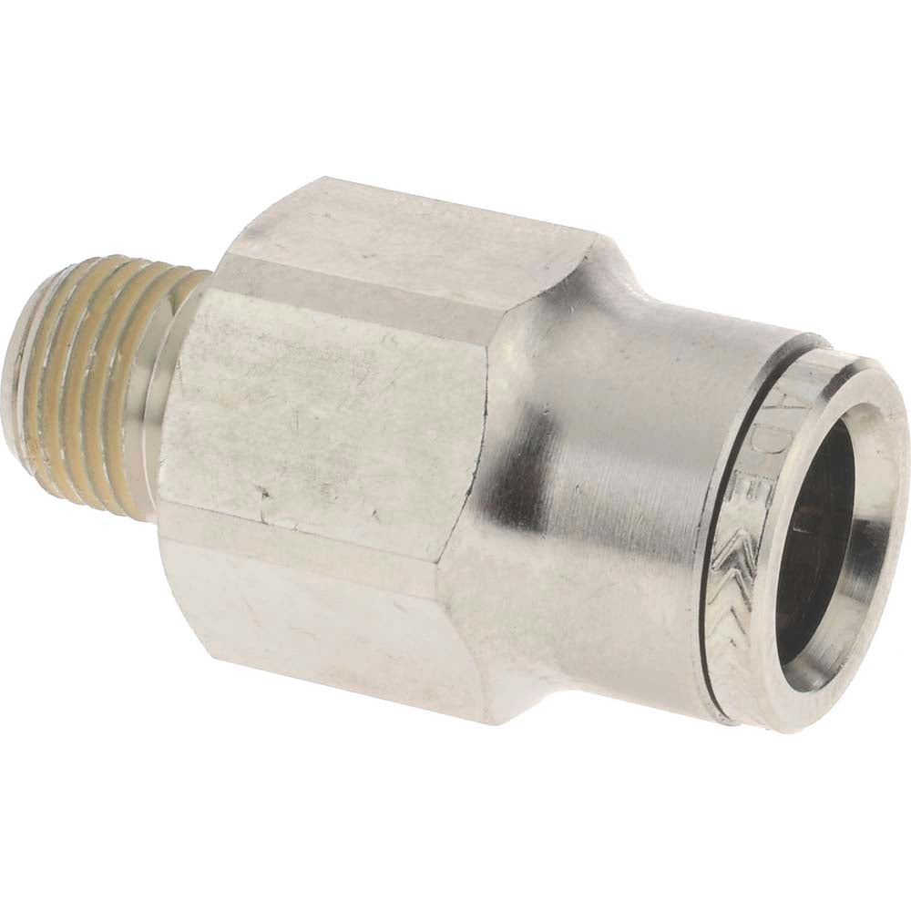Norgren 124250618 Push-To-Connect Tube to Male & Tube to Male NPT Tube Fitting Pneufit Male Adapter, Straight, 1/8" Thread, 3/8" OD