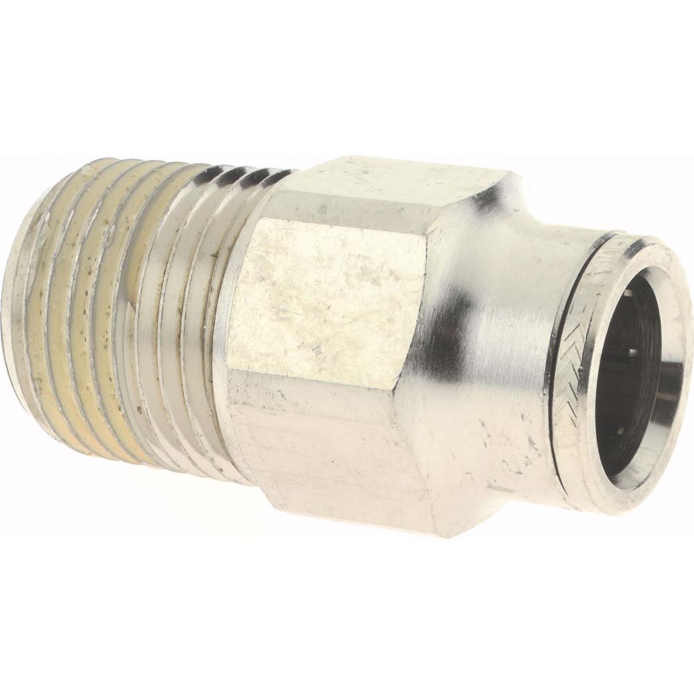 Norgren 124250748 Push-To-Connect Tube to Male & Tube to Male NPT Tube Fitting Pneufit Male Adapter, Straight, 1/2" Thread, 1/2" OD