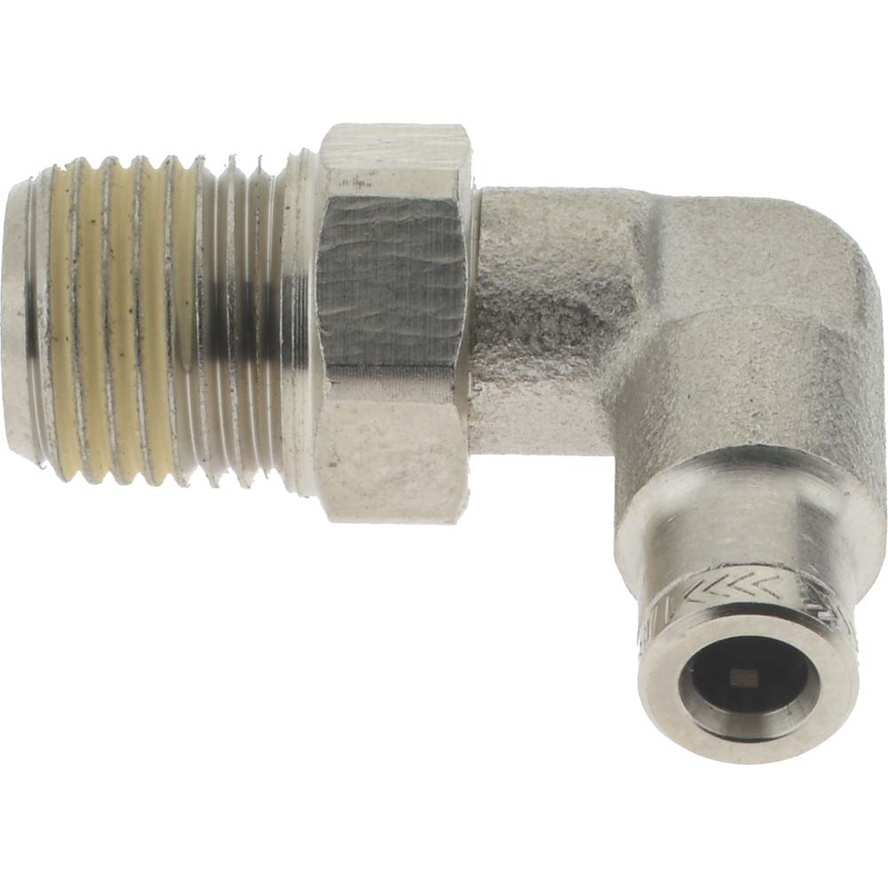 Norgren 124470118 Push-To-Connect Tube to Male & Tube to Male NPT Tube Fitting Pneufit Swivel Male Elbow, 1/8" Thread, 1/8" OD