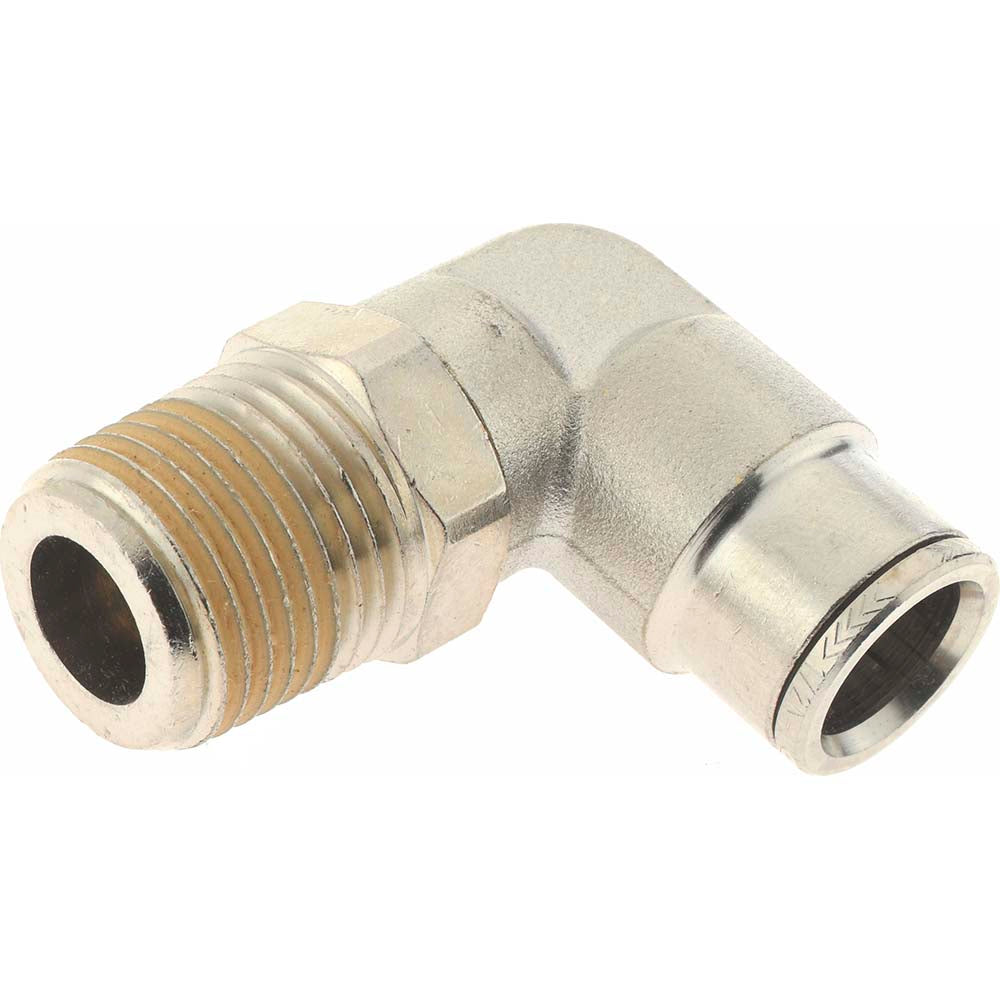 Norgren 124470748 Push-To-Connect Tube to Male & Tube to Male NPT Tube Fitting Pneufit Swivel Male Elbow, 1/2" Thread, 1/2" OD