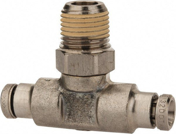Norgren 124670218 Push-To-Connect Tube to Male & Tube to Male NPT Tube Fitting Pneufit Swivel Male Tee, 1/8" Thread, 5/32" OD