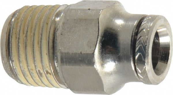 Norgren 121250428 Push-to-Connect Tube x Male x Tube x Male BSPT Fitting Straight Adapter, BSPT, 1/4" OD