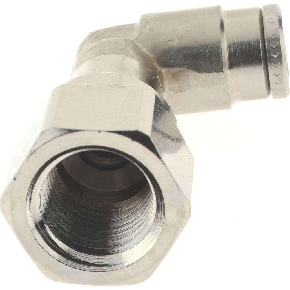 Norgren 124480428 Push-To-Connect Tube to Female & Tube to Female NPT Tube Fitting Pneufit Swivel Female Elbow, 1/4" Thread, 1/4" OD