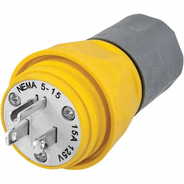 Hubbell Wiring Device-Kellems HBL14W47A Straight Blade Plug Industrial, 5-15P, 125VAC, Yellow