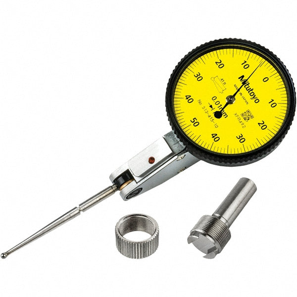 Mitutoyo 513-415-10H Horizontal Dial Test Indicator 1.00 mm Max, 0-50-0 Dial Reading, 3.00 microm Accuracy