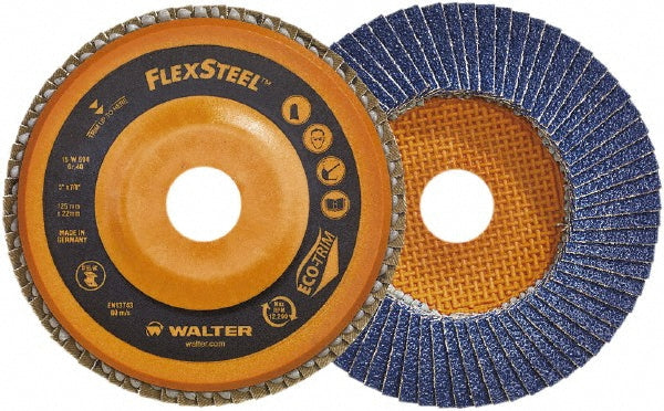 WALTER Surface Technologies 15W454 Flap Disc 7/8" Hole, 40 Grit, Zirconia Alumina, Type 27