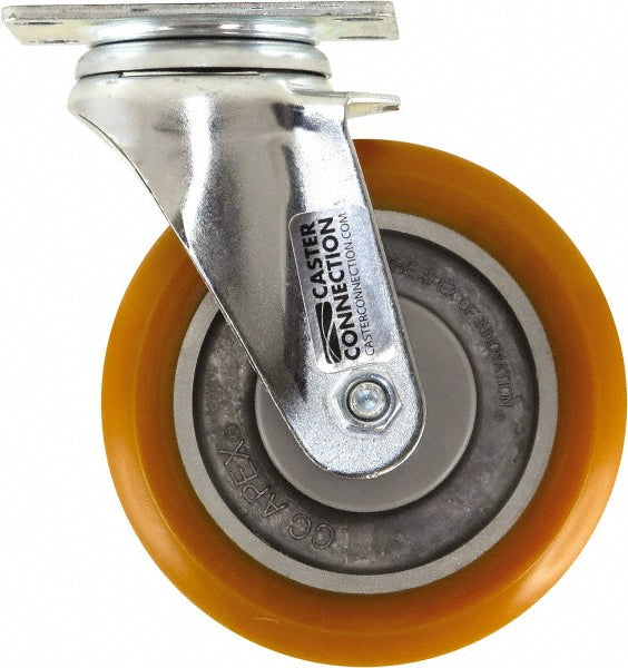 Caster Connection CDP-MSC-145 Swivel Top Plate Caster Polyurethane, 5" Wheel Dia, 1-1/4" Wheel Width, 450 lb Capacity, 6-1/4" OAH