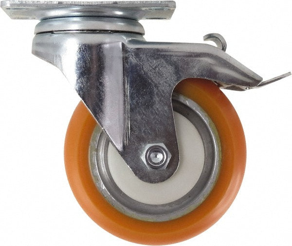 Caster Connection CDP-MSC-143 Swivel Top Plate Caster Polyurethane, 4" Wheel Dia, 1-1/4" Wheel Width, 400 lb Capacity, 5-1/8" OAH