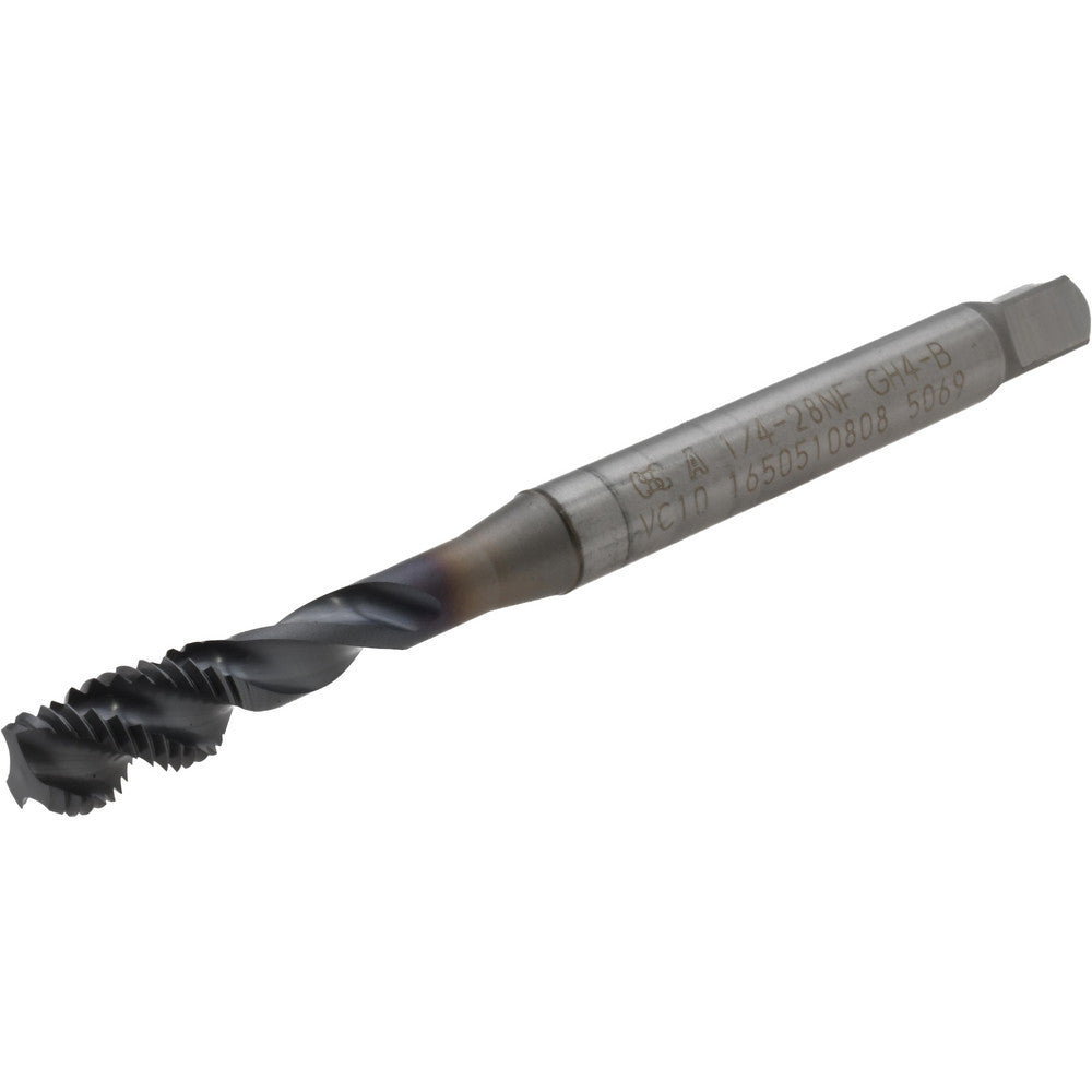 OSG 1650510808 Spiral Flute Tap 1/4-28 UNC, 3 Flutes, Bottoming, 2B Class of Fit, Powdered Metal, V Coated