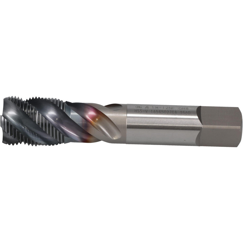 OSG 1654502708 Spiral Flute Tap 1-1/4-12 UNF, 4 Flutes, Semi-Bottoming, 2B Class of Fit, Powdered Metal, V Coated