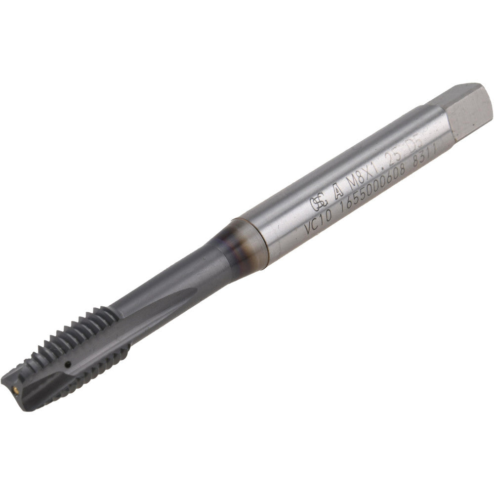 OSG 1655000608 Spiral Point Tap M8x1.25 Metric, 3 Flutes, Plug, 6H Class of Fit, Powdered Metal, V Coated