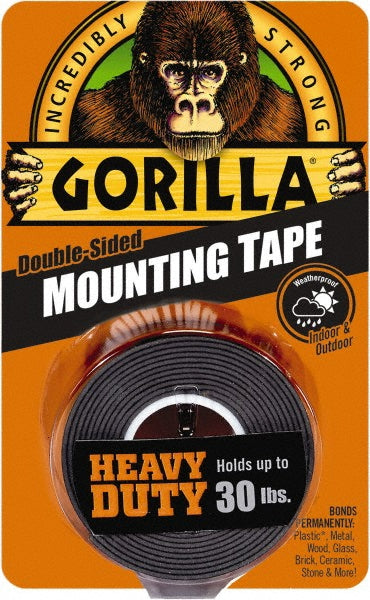 Gorilla Tape 6055002 Black Double-Sided Polyethylene Film Tape 1" Wide, 60" Long, 43 mil Thick, Acrylic Adhesive