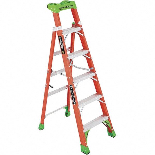 Louisville FXS1506 5 Step Fiberglass Foldable Step Ladder Type IA 300 lb Capacity 6' Height