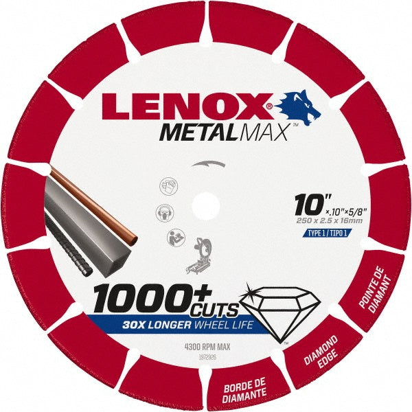 Lenox 1972926 Cut-Off Wheel Type 1 (01/41), 10" Dia, Diamond
