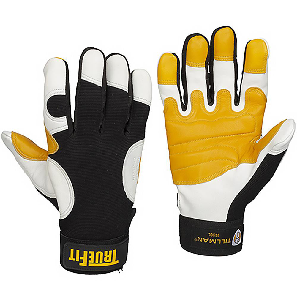 John Tillman Co. 1490XL Work & General Purpose Gloves Back Material Nylon Spandex Cuff Style Hook & Loop Primary Material Leather Coating Material Uncoated Coating Coverage Uncoated Grip Surface Double Palm