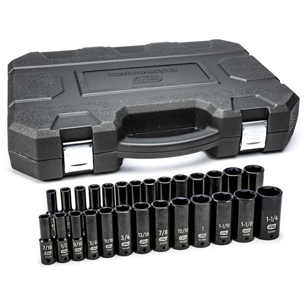 GEARWRENCH 84949N Deep Impact Socket Set 27 Pc, 1/2" Drive, 7/16 to 1-1/4" Socket