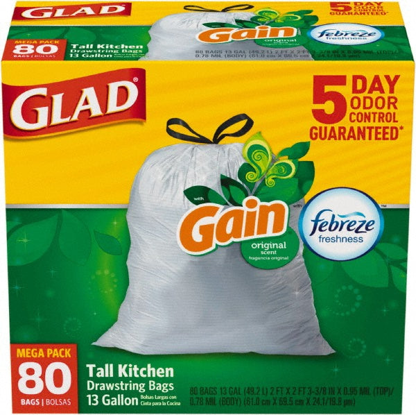 Glad CLO78900 Household Trash Bags 13 gal, 0.95 mil, 240 Pack