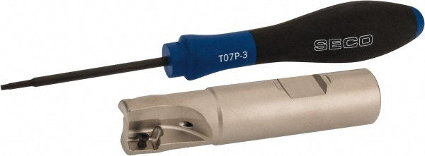 Seco 02772637 Indexable Square-Shoulder End Mill R217.69-00.750-3-10-2A, 3/4" Cut Dia, 0.354" Max Depth of Cut, 3/4" Dia Weldon Flat Shank