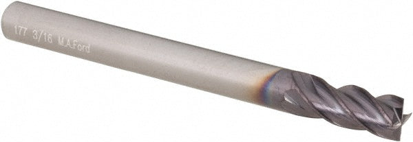 M.A. Ford 17718710A Square End Mill 3/16" Dia, 7/16" LOC, 4 Flute, Solid Carbide