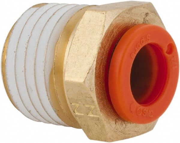 SMC Pneumatics KQ2H07-35AS Push-to-Connect Push-to-Connect Fitting Connector, NPT, 1/4" OD