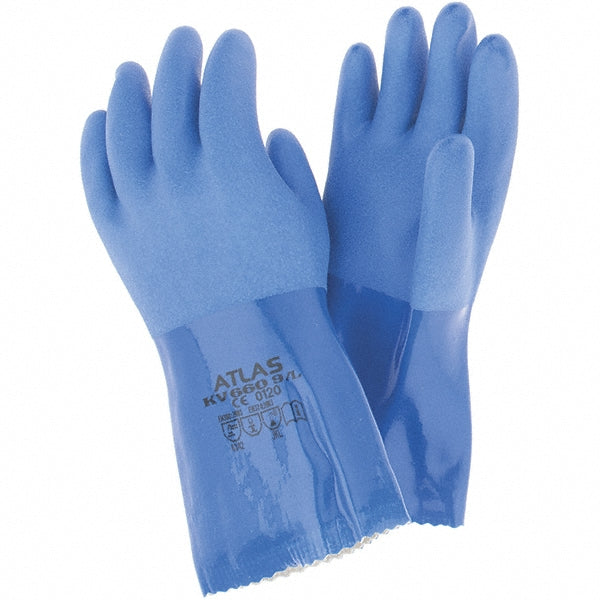 SHOWA KV660L-09 Chemical Resistant Gloves Large, 22 mil Thick, Polyvinylchloride-Coated