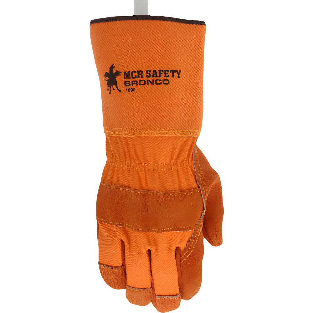 MCR Safety 1690 Work Gloves BRONCO® 1690, Size Large, Cowhide Leather Lined, Cowhide Leather, General Purpose